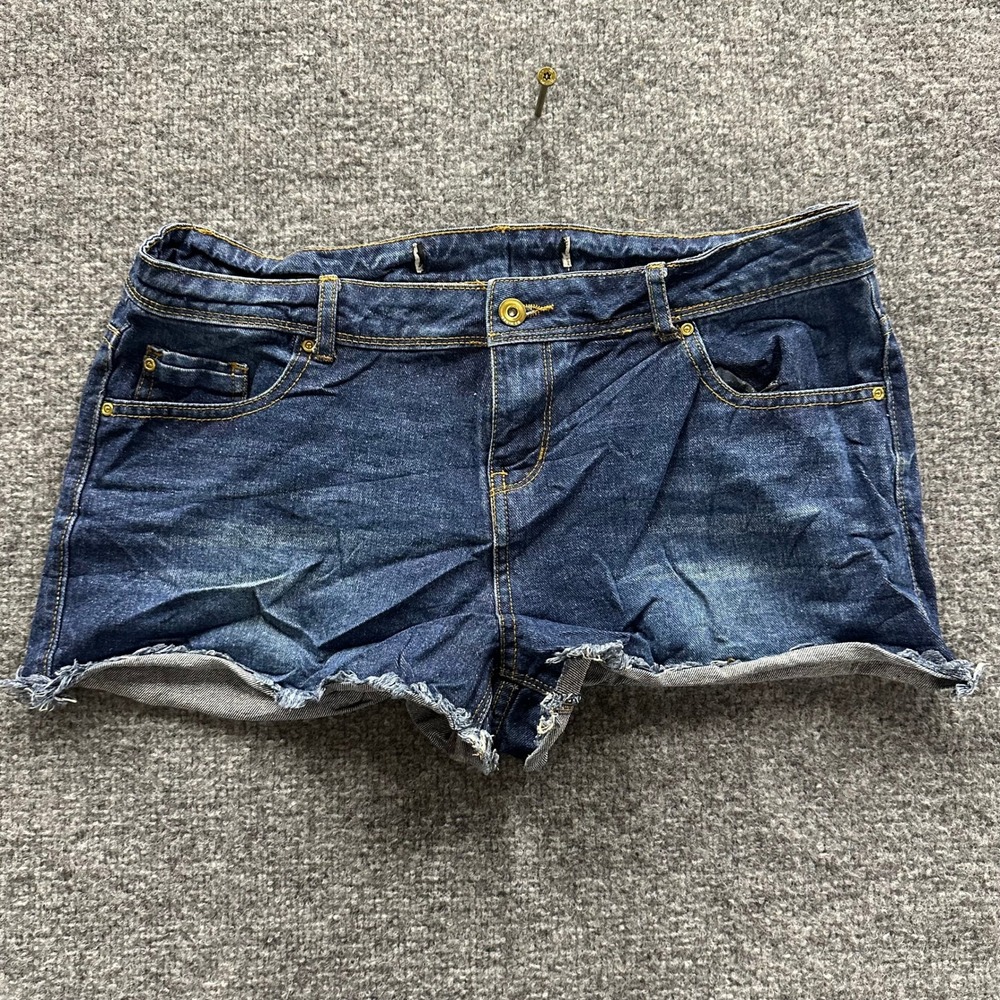Denim Co Shorts Womens Size 8 Dark Wash Raw Hem Cutoff Casual Cotton Denim